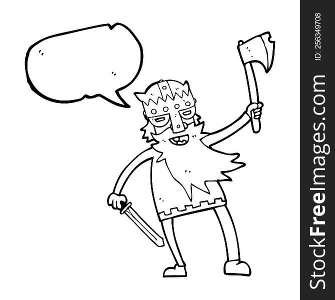 freehand drawn speech bubble cartoon viking warrior