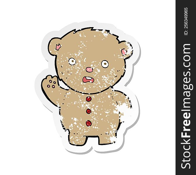 Retro Distressed Sticker Of A Cartoon Unhappy Teddy Bear