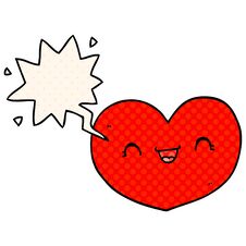 Cartoon Love Heart And Speech Bubble In Comic Book Style Royalty Free Stock Photo