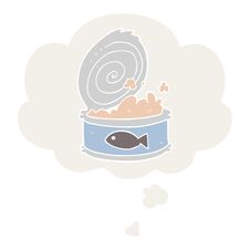 Cartoon Canned Food And Thought Bubble In Retro Style Stock Image