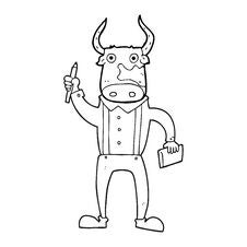 Black And White Cartoon Bull Man Stock Photos