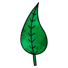 Retro Grunge Texture Cartoon Green Leaf Stock Photo