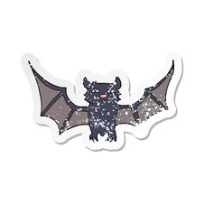 Retro Distressed Sticker Of A Cartoon Halloween Bat Stock Photo