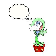Thought Bubble Cartoon Carnivorous Plant Stock Photo