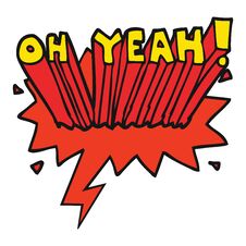 Cartoon Text Oh Yeah! And Speech Bubble Stock Photos