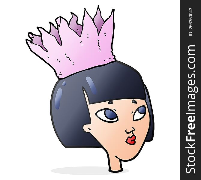 Cartoon Woman Wearing Paper Crown