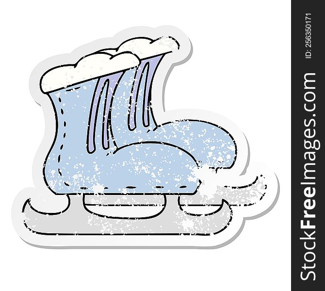 distressed sticker cartoon doodle ice skate boots