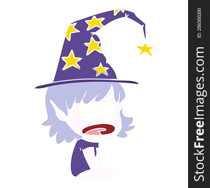 funny witch girl flat color style cartoon