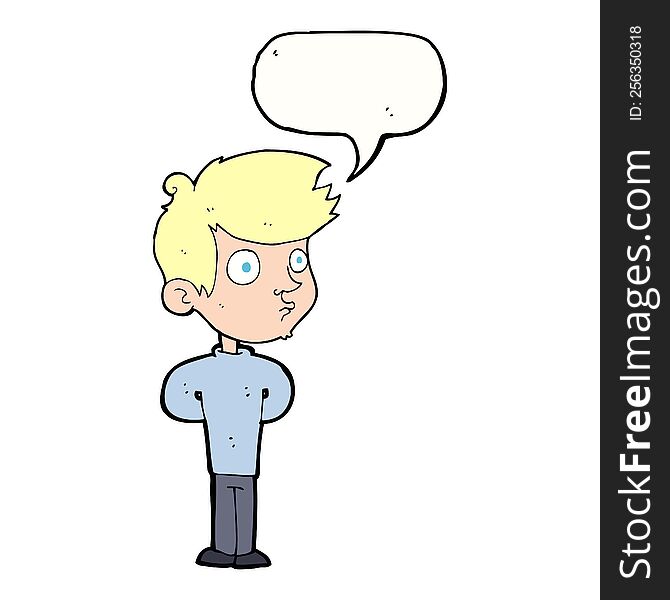 Cartoon Boy Staring With Speech Bubble