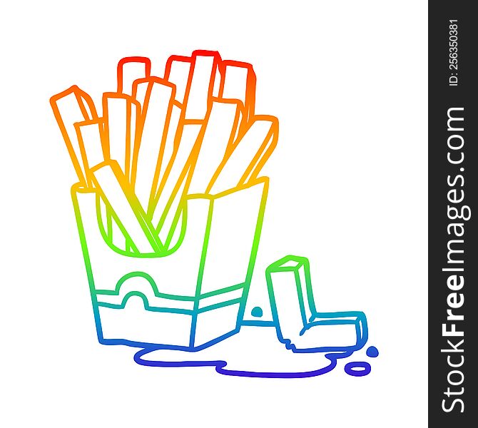 rainbow gradient line drawing of a junk food fries
