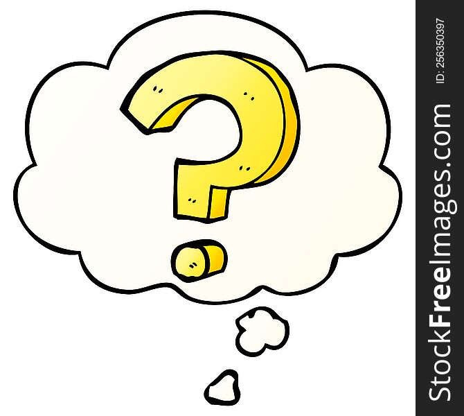 cartoon question mark with thought bubble in smooth gradient style