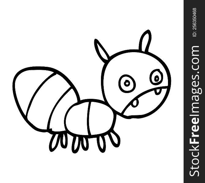 line drawing cartoon anxious ant
