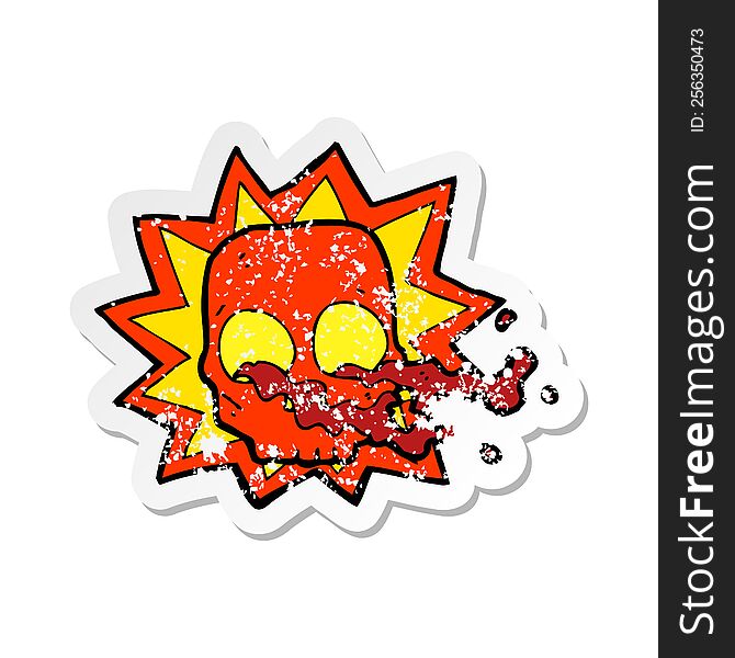 retro distressed sticker of a cartoon halloween skull symbol