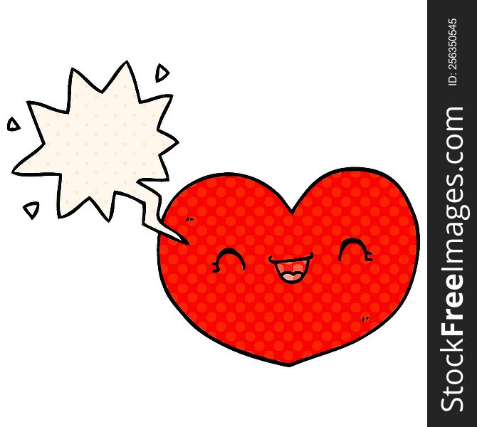 Cartoon Love Heart And Speech Bubble In Comic Book Style