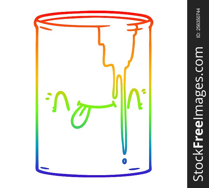 rainbow gradient line drawing of a cartoon toxic waste