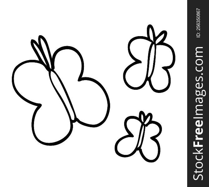 line drawing cartoon butterflies