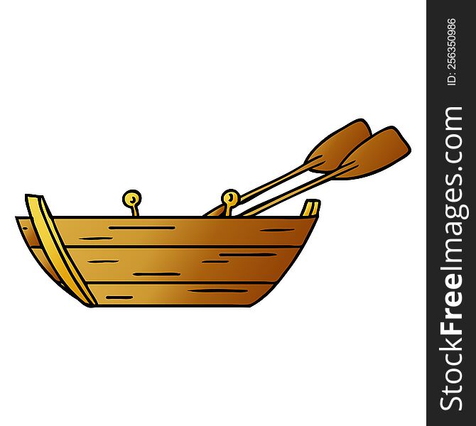 hand drawn gradient cartoon doodle of a wooden boat
