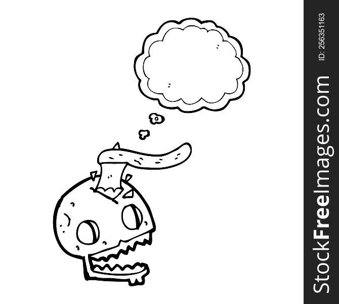 Thought Bubble Cartoon Axe In Skull