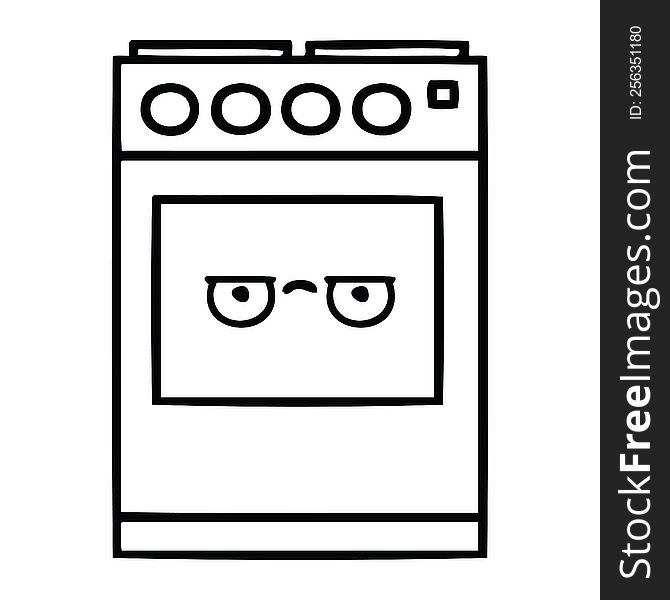 line drawing cartoon of a kitchen oven