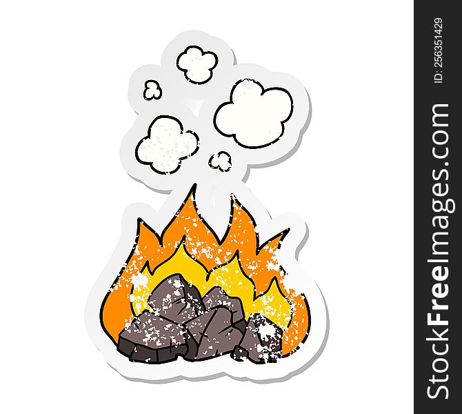 distressed sticker of a cartoon hot coals