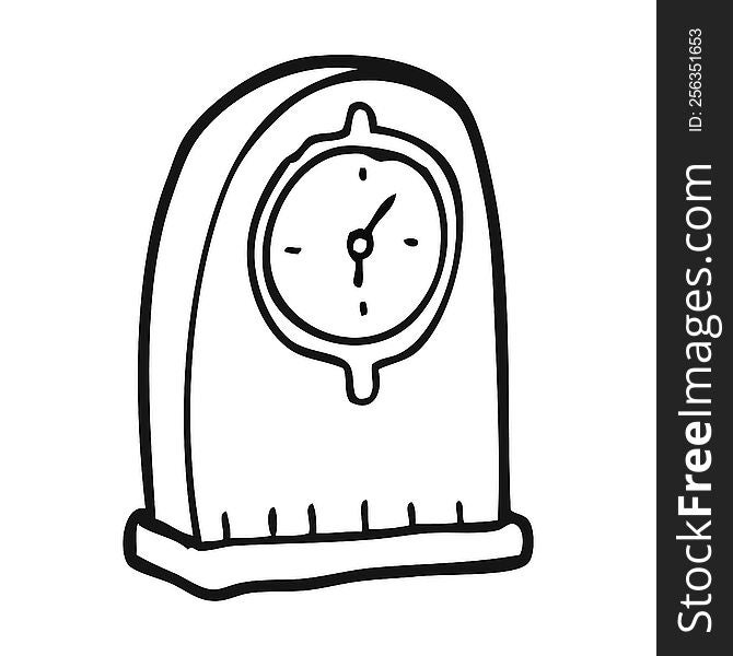 Black And White Cartoon Old Clock
