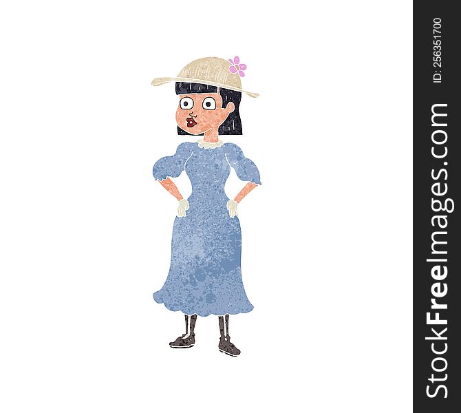 Retro Cartoon Woman In Sensible Dress