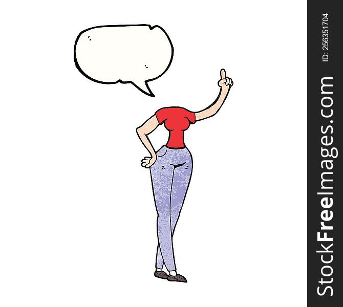 speech bubble textured cartoon female body with raised hand