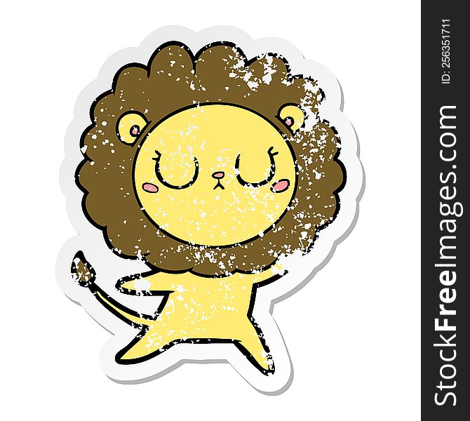 Distressed Sticker Of A Cartoon Lion Dancing