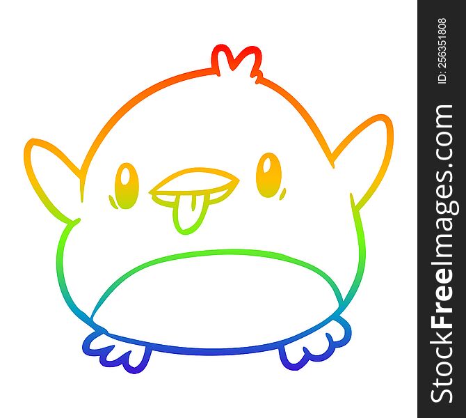 Rainbow Gradient Line Drawing Cute Penguin