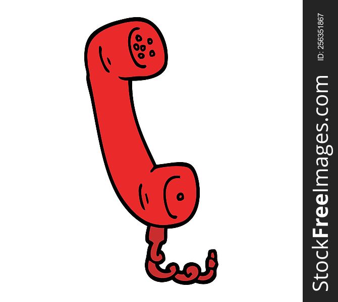 hand drawn doodle style cartoon telephone handset