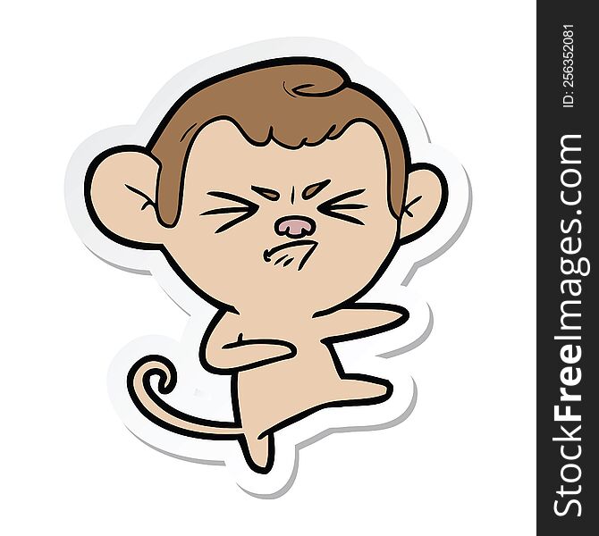 Sticker Of A Cartoon Angry Monkey