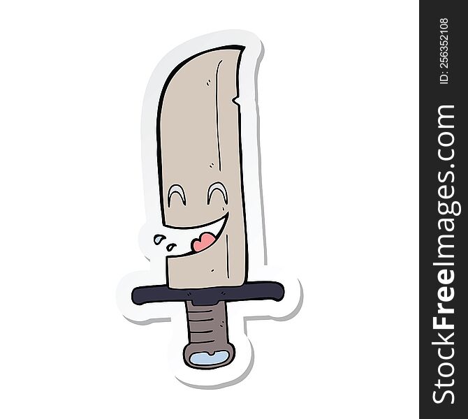 Sticker Of A Cartoon Laughing Knife