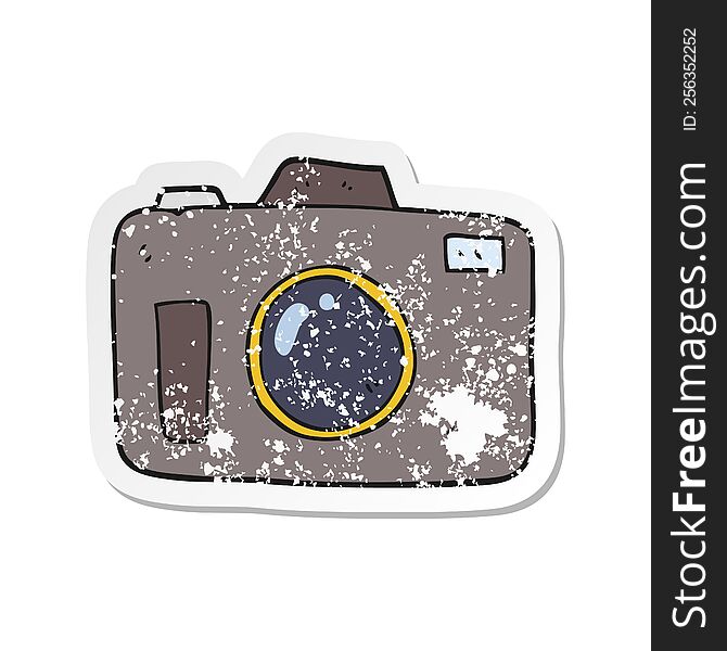 retro distressed sticker of a cartoon camera