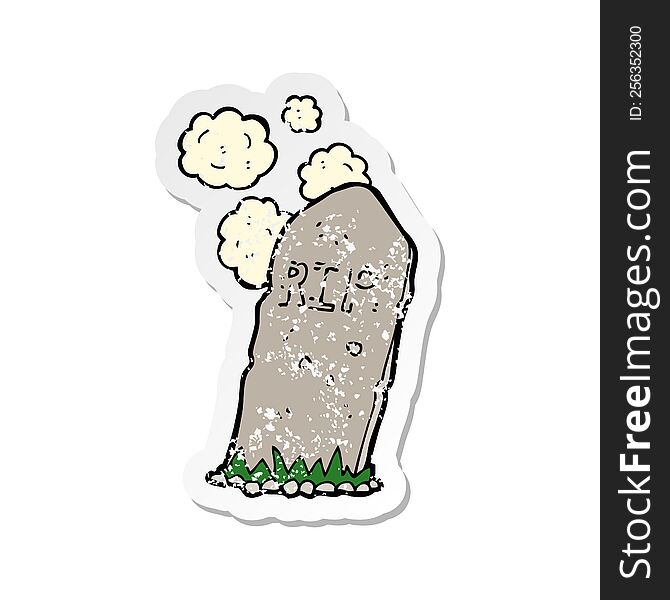 Retro Distressed Sticker Of A Cartoon Spooky Grave