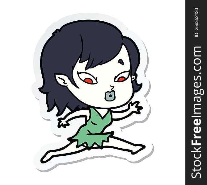 sticker of a cute cartoon vampire girl