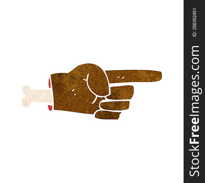 Cartoon Pointing Severed Hand Symbol