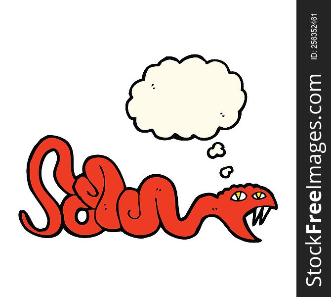 cartoon snake with thought bubble