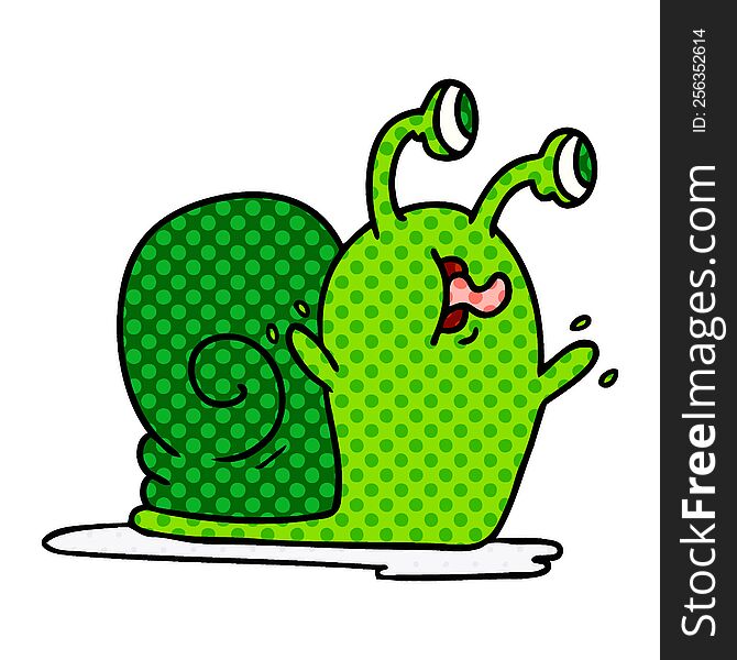 freehand drawn cartoon of a slimy snail