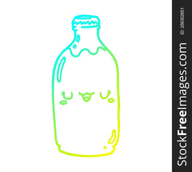 Cold Gradient Line Drawing Cute Cartoon Milk Bottle