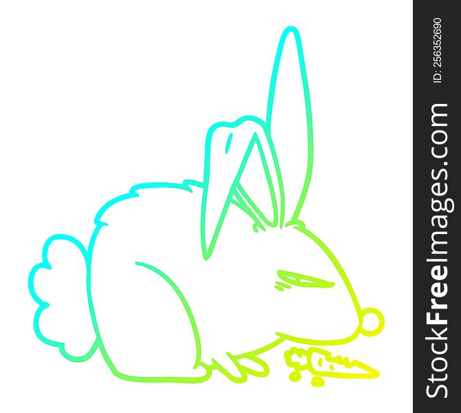 Cold Gradient Line Drawing Cartoon Annoyed Rabbit