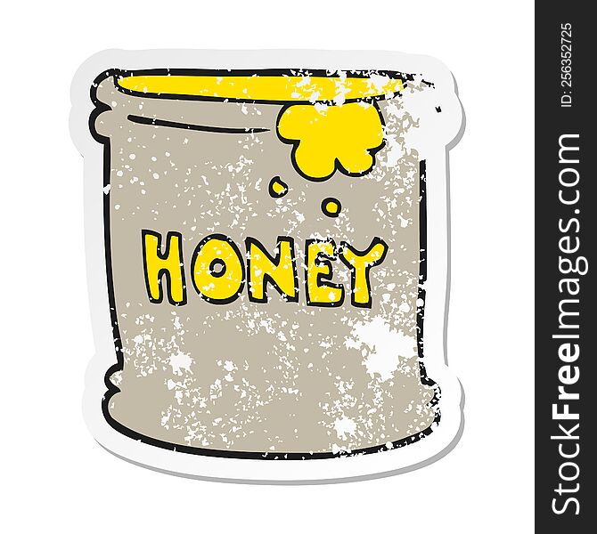 retro distressed sticker of a cartoon honey pot