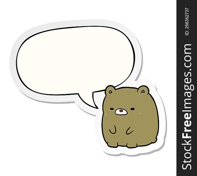 Cute Cartoon Sad Bear And Speech Bubble Sticker
