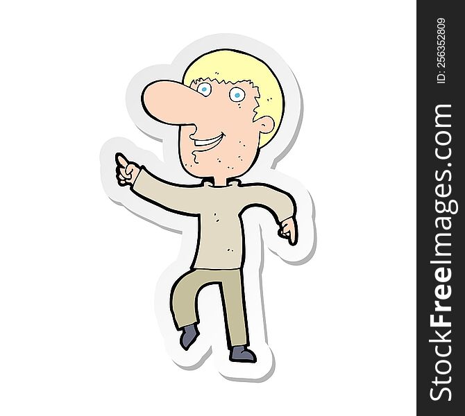 Sticker Of A Cartoon Happy Man Dancing