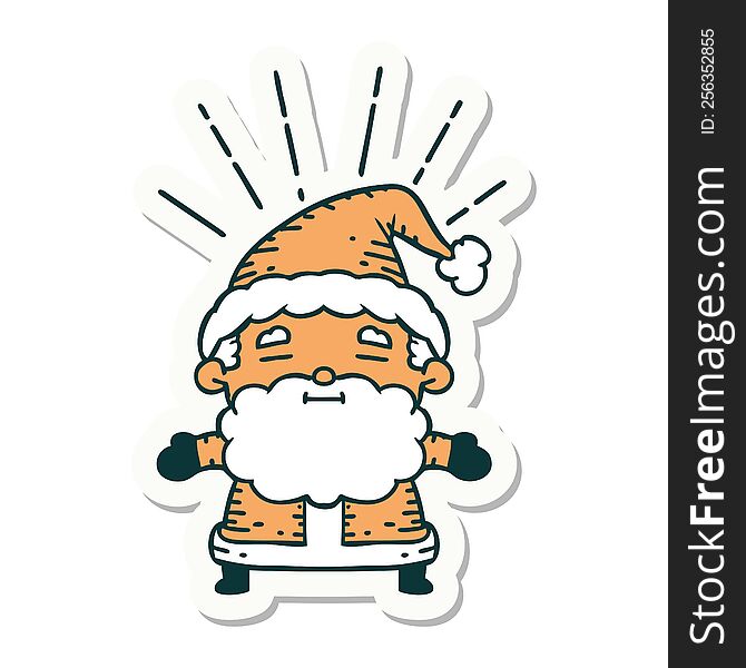 sticker of a tattoo style santa claus christmas character