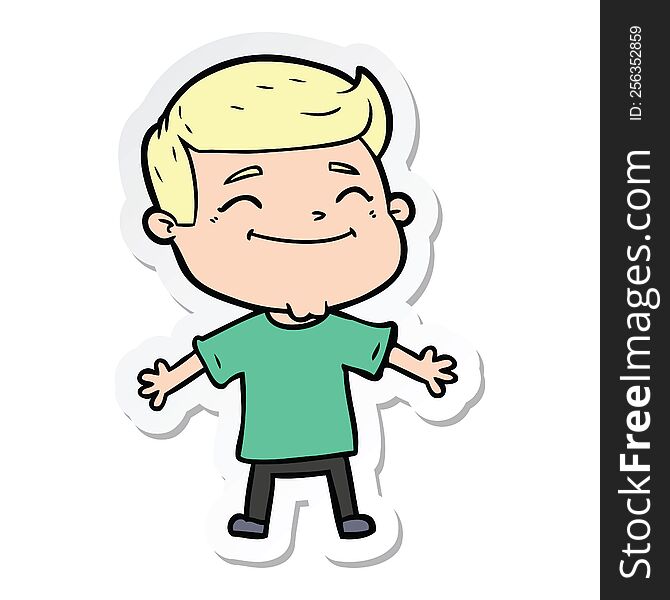 Sticker Of A Happy Cartoon Man With Open Arms