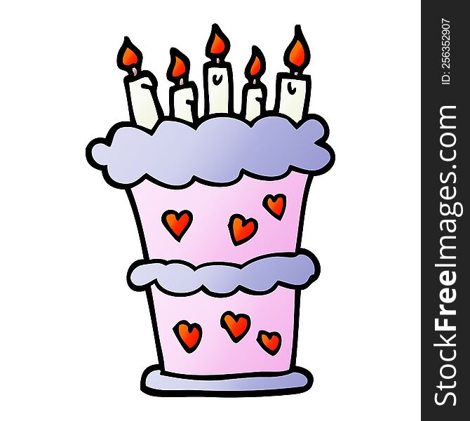 vector gradient illustration cartoon birthday cake