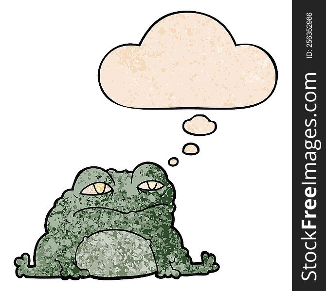 cartoon toad with thought bubble in grunge texture style. cartoon toad with thought bubble in grunge texture style