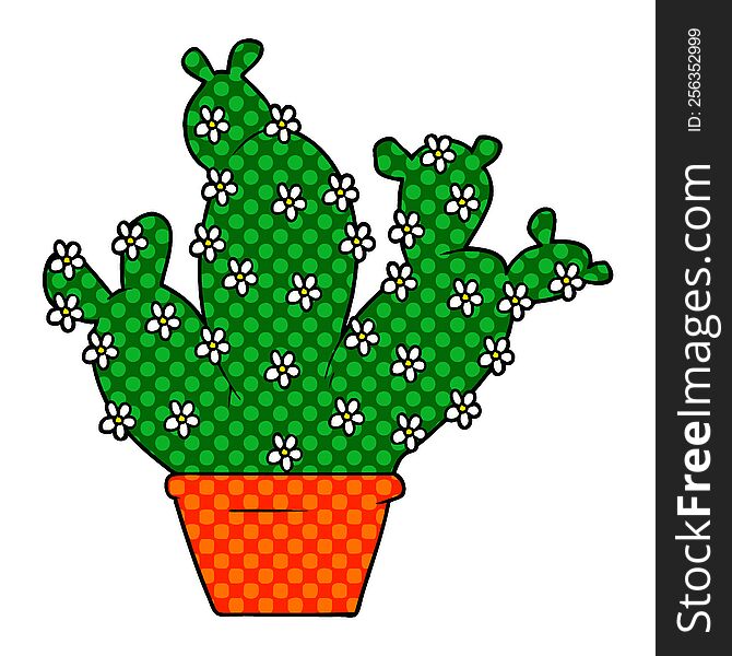 cartoon potted cactus. cartoon potted cactus
