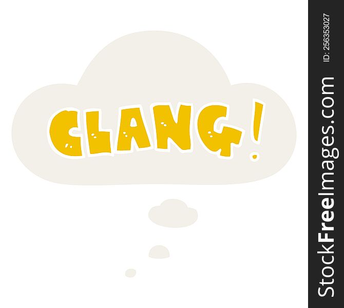cartoon word clang with thought bubble in retro style