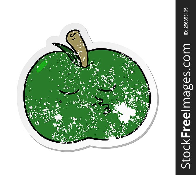 distressed sticker of a cartoon high quality apple